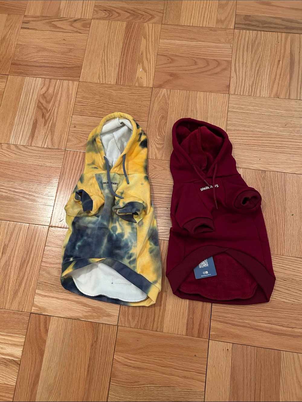 Set of Two Spark Paws Dog Hoodies - size large